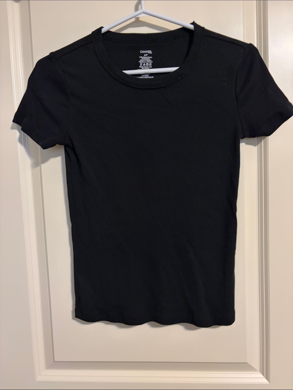 George Black Ribbed Short Sleeve Crew Tee